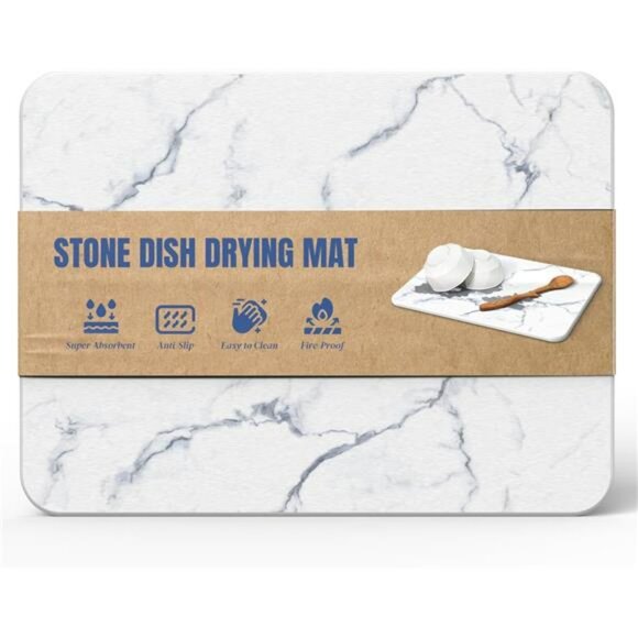 Quick dry stone dish drying mat water absorbent kitchen counter tray for dishes - Picture 1 of 7